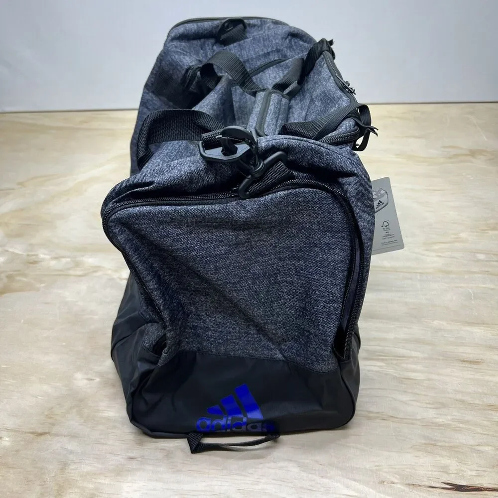 NEW adidas Defender IV Medium Duffel Bag Gray Black Blue 24